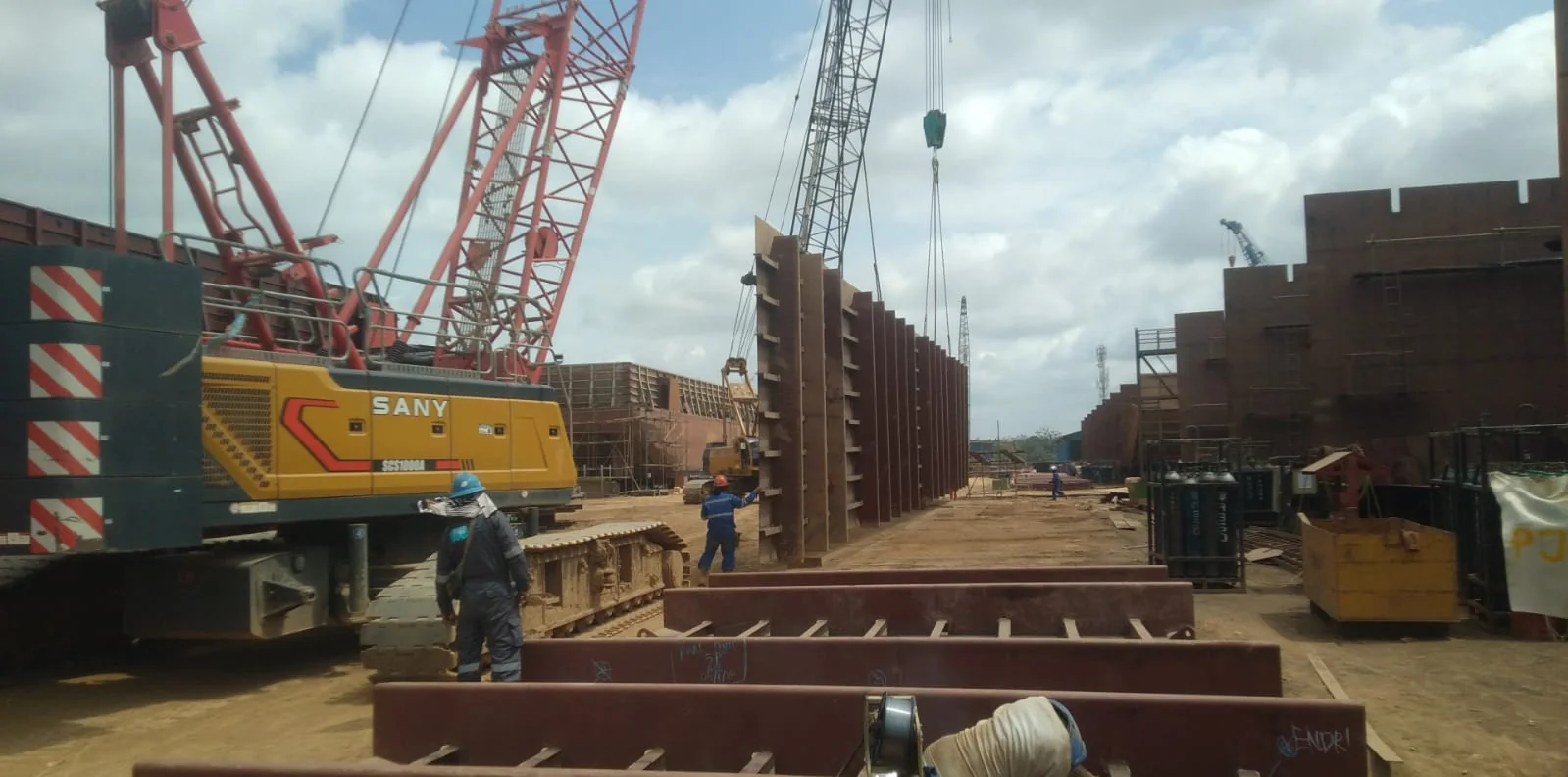 Steel assembly in yard